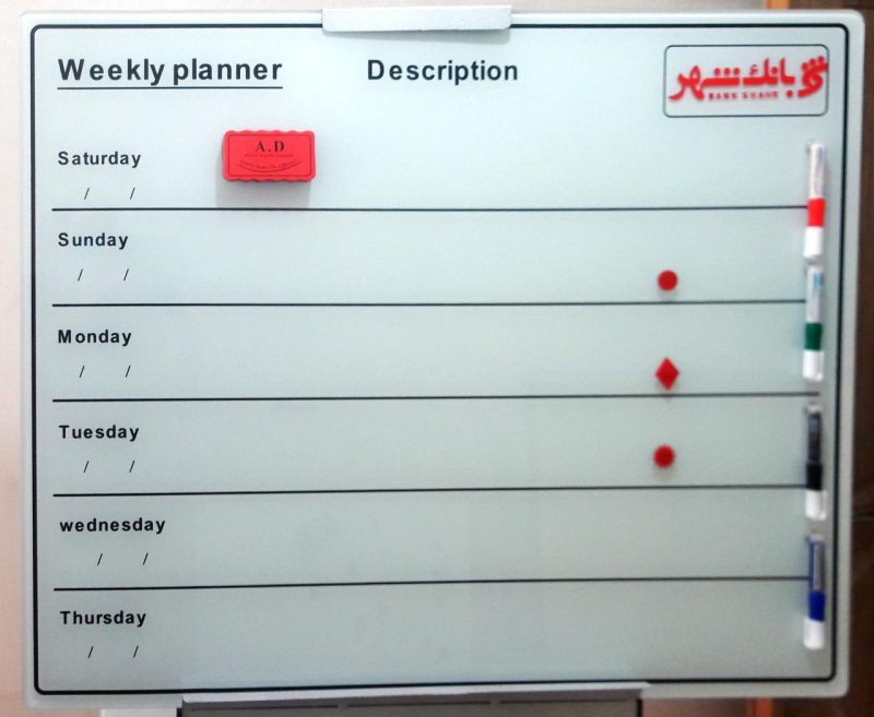 مدل Weekly Planner Board